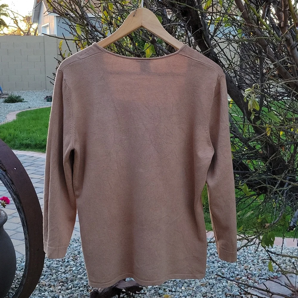 Ann Taylor Brown Silk Sweater 3/4 Sleeves Size Ladies Large - Picture 5 of 7